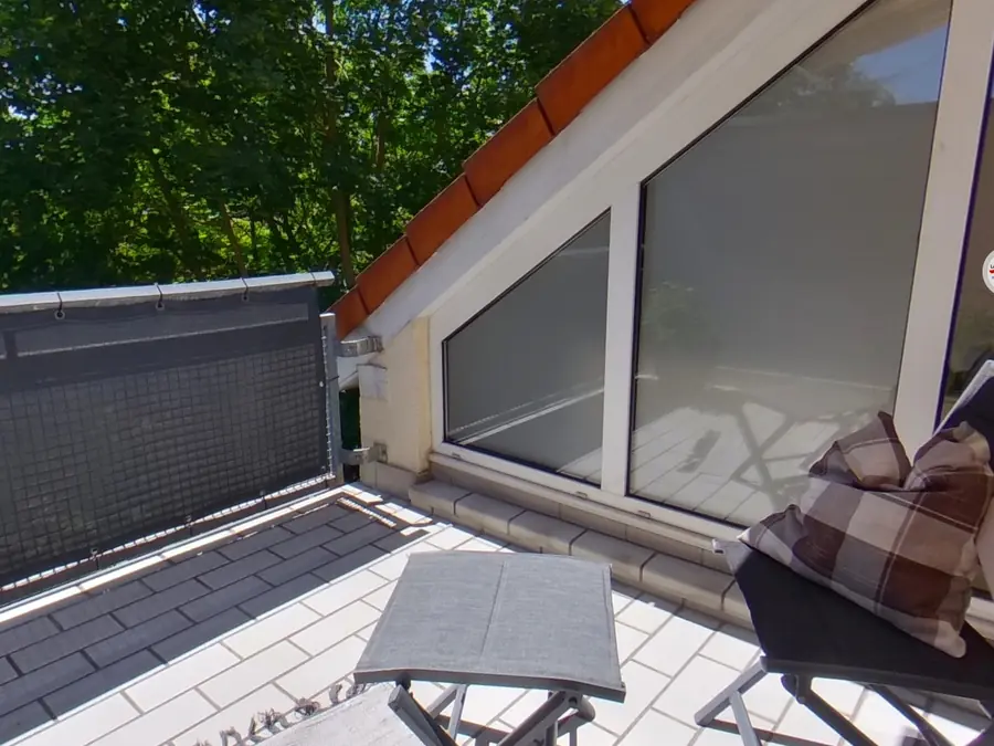 Standbild aus dem Rundgang: Dachterrasse des Apartments in Herxheim